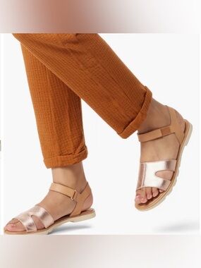 Sorel Metallic Rose Gold Open-Toe Leather Sandals Size 8,5
